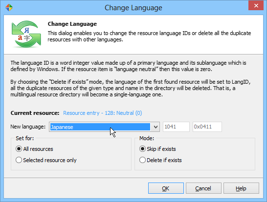 Select new language Select new language
