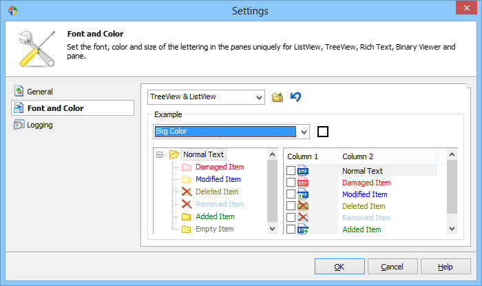 Customize dialog