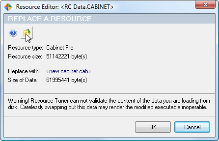 Replace A Resource dialog Replace A Resource dialog
