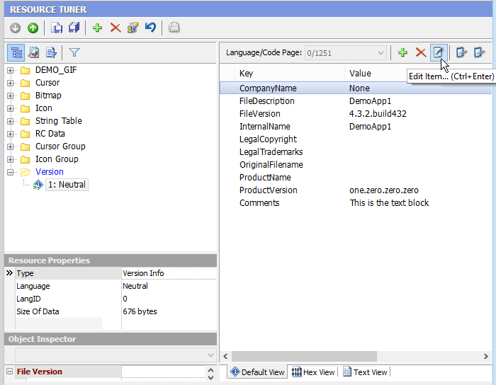 Select a StringFileInfo value entry Select a StringFileInfo value entry