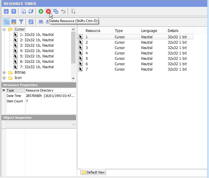 Select the item to be deleted in the Resource Tree view Select the item to be deleted