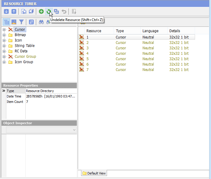 Items selected for deletion Items selected for deletion are indicated by a red x marker