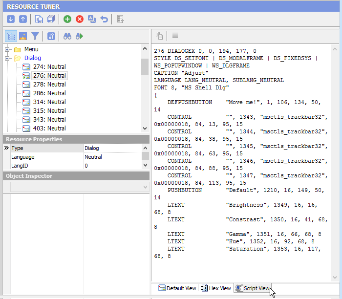 Resource script Resource script